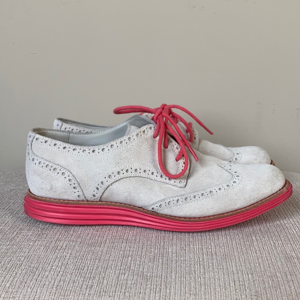 Cole Haan “Lunar Grand” Off White Suede Shoes